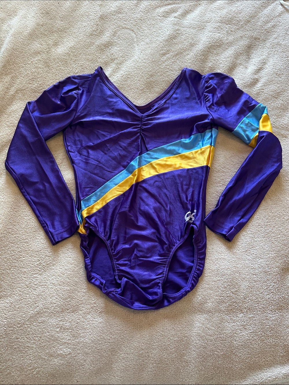 Vintage Gym-Kin 80s 3-Pc Purple Long-Sleeve Gymnastics Leotard & Warm Up Suit